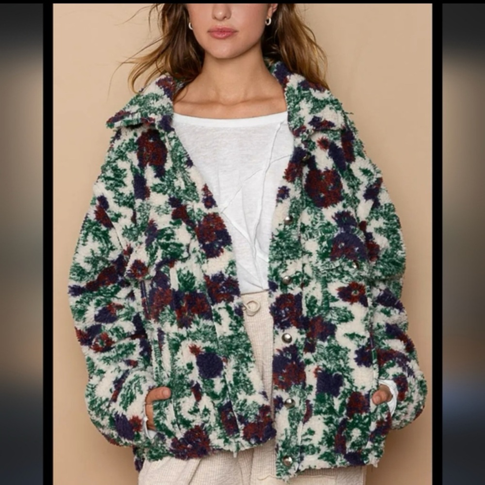 POL Multicolor Floral Teddy Jacket